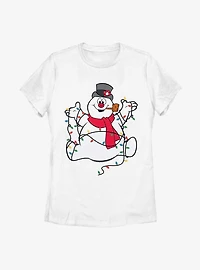 Frosty The Snowman Tangled Christmas Lights Womens T-Shirt