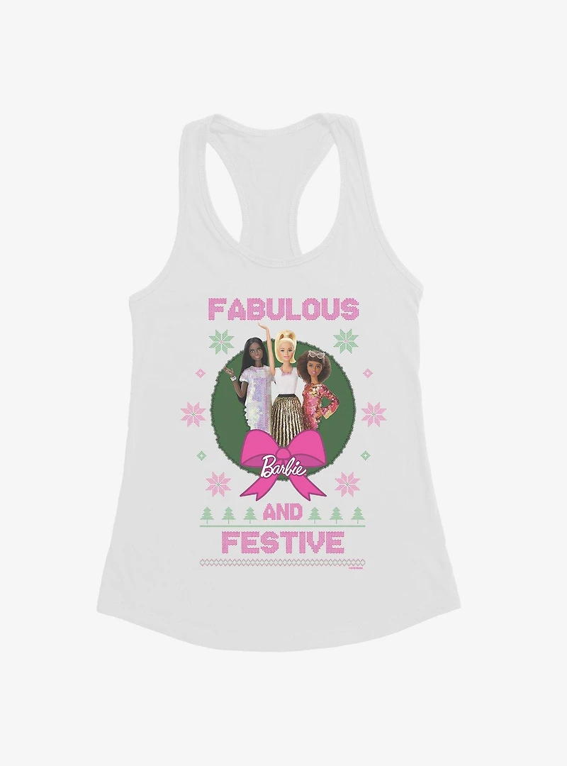 Barbie Fabulous And Festive Ugly Christmas Pattern Girls Tank