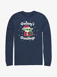 Star Wars The Mandalorian Santa Grogu Galaxy's Greetings Long-Sleeve T-Shirt