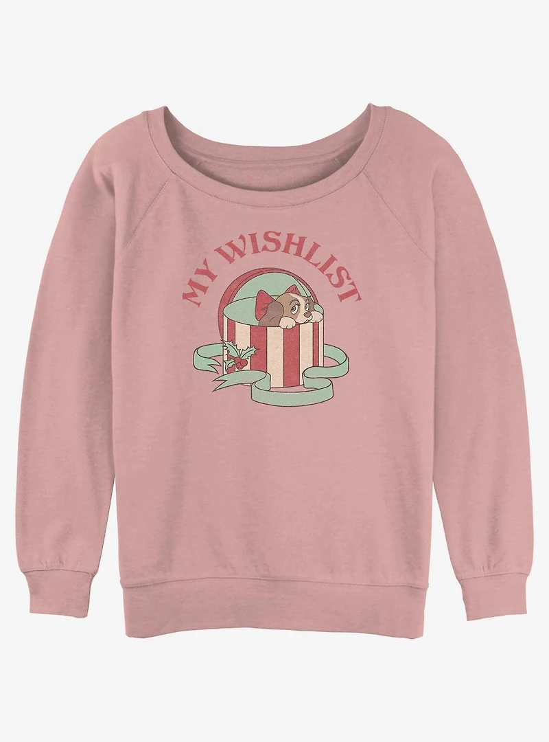 Disney Lady and the Tramp My Wishlist Girls Slouchy Sweatshirt