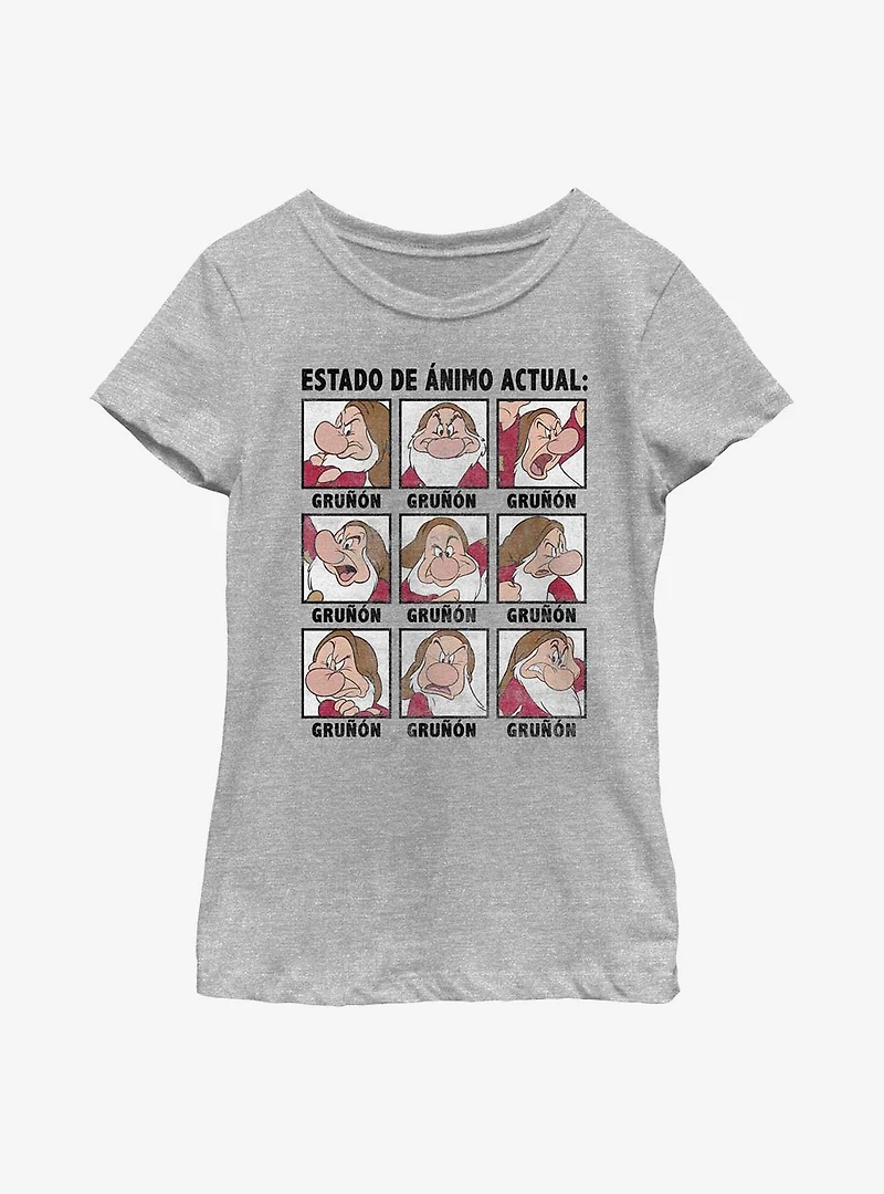 Disney Snow White and the Seven Dwarfs Spanish Grumpy Youth Girls T-Shirt