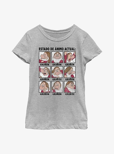 Disney Snow White and the Seven Dwarfs Spanish Grumpy Youth Girls T-Shirt