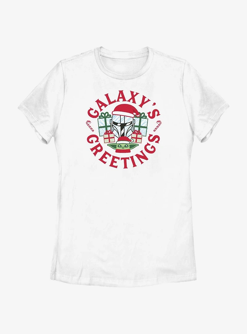 Star Wars The Mandalorian Galaxy's Greetings Womens T-Shirt