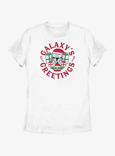 Star Wars The Mandalorian Galaxy's Greetings Womens T-Shirt