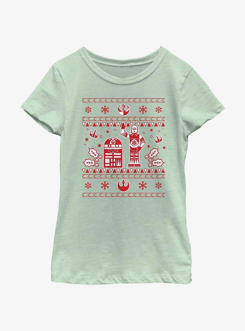 Star Wars Droid Ugly Christmas Pattern Youth Girls T-Shirt