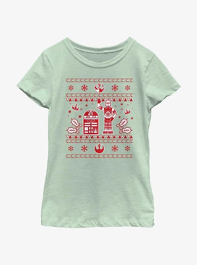 Star Wars Droid Ugly Christmas Pattern Youth Girls T-Shirt