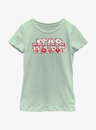 Star Wars Christmas Logo Fill Youth Girls T-Shirt