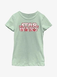 Star Wars Christmas Logo Fill Youth Girls T-Shirt