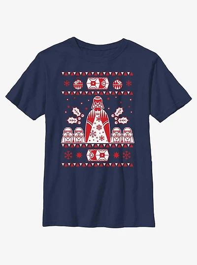 Star Wars Empire Ugly Christmas Pattern Youth T-Shirt