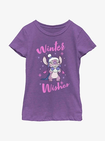Disney Lilo & Stitch Angel Winter Wishes Youth Girls T-Shirt