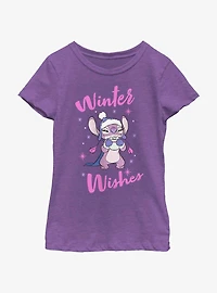 Disney Lilo & Stitch Angel Winter Wishes Youth Girls T-Shirt