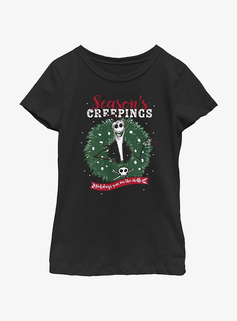 Disney The Nightmare Before Christmas Santa Jack Season's Creepings Wreath Youth Girls T-Shirt