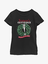 Disney The Nightmare Before Christmas Santa Jack Season's Creepings Wreath Youth Girls T-Shirt