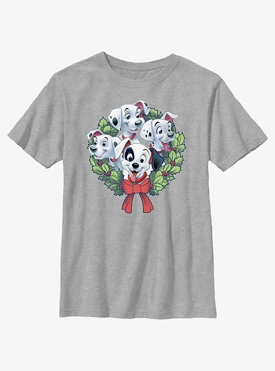 Disney 101 Dalmatians Puppy Christmas Wreath Youth T-Shirt