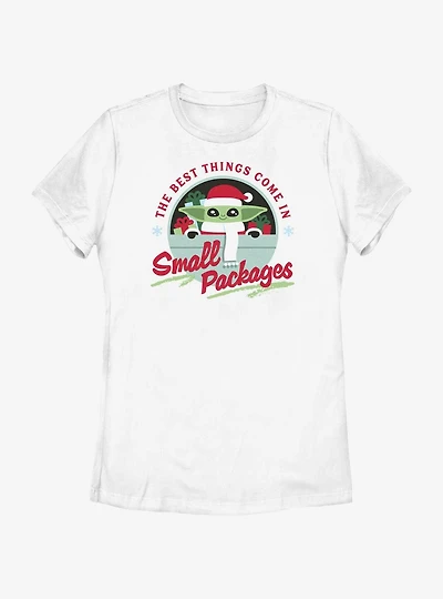 Star Wars The Mandalorian Santa Grogu Small Packages Womens T-Shirt