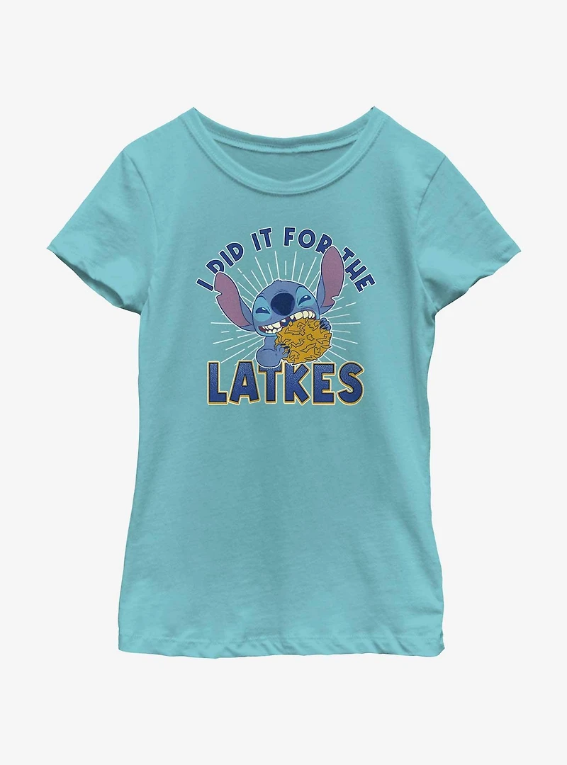 Disney Lilo & Stitch Did It For Hanukkah Latkes Youth Girls T-Shirt