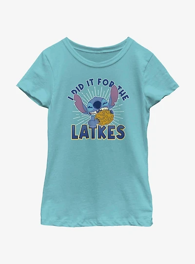 Disney Lilo & Stitch Did It For Hanukkah Latkes Youth Girls T-Shirt