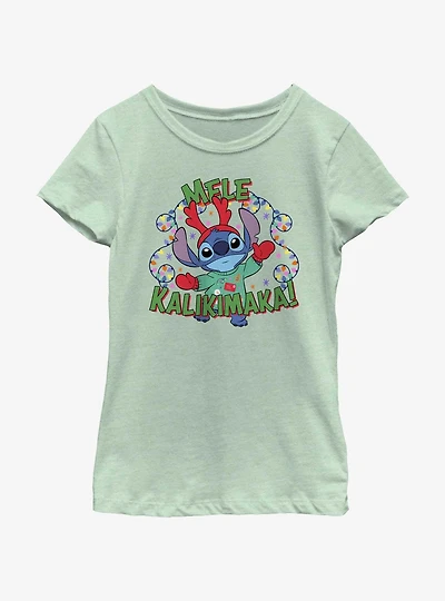 Disney Lilo & Stitch Mele Kalikimaka Merry Christmas Hawaiian Youth Girls T-Shirt