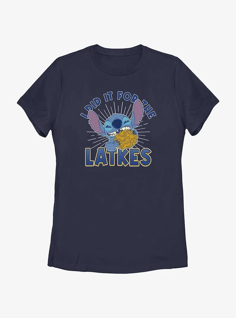 Disney Lilo & Stitch Did It For Hanukkah Latkes Womens T-Shirt