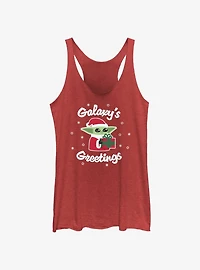 Star Wars The Mandalorian Santa Grogu Galaxy's Greetings Womens Tank Top
