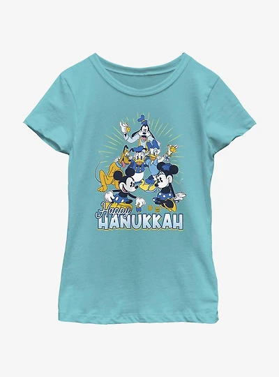 Disney Mickey Mouse Happy Hanukkah Friends Youth Girls T-Shirt