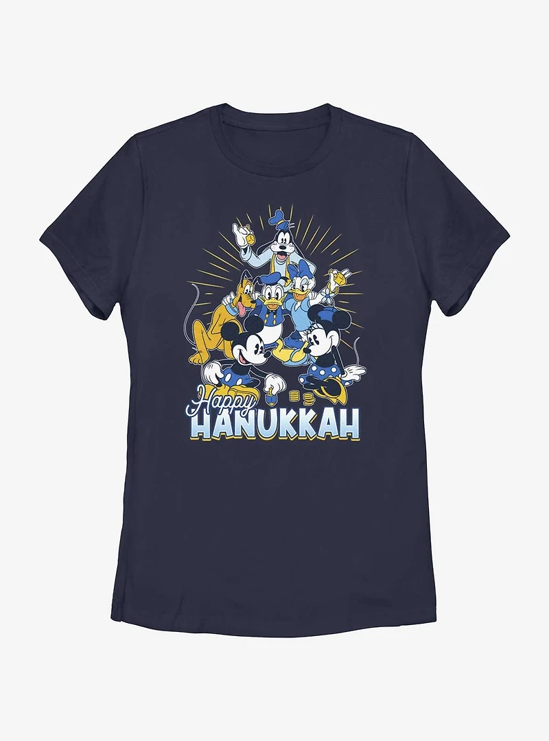 Disney Mickey Mouse Happy Hanukkah Friends Womens T-Shirt