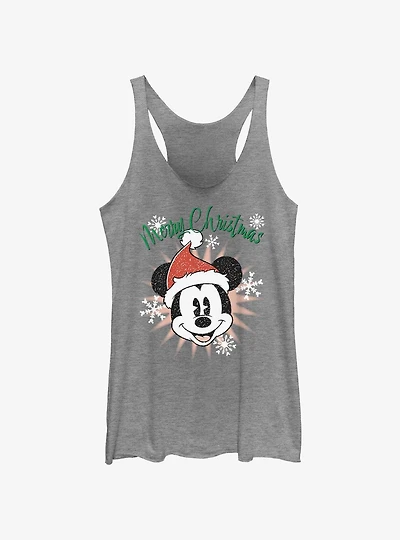 Disney Mickey Mouse Snowflakes Santa Womens Tank Top