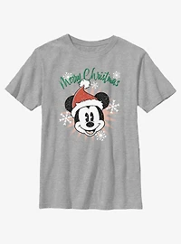 Disney Mickey Mouse Snowflakes Santa Youth T-Shirt