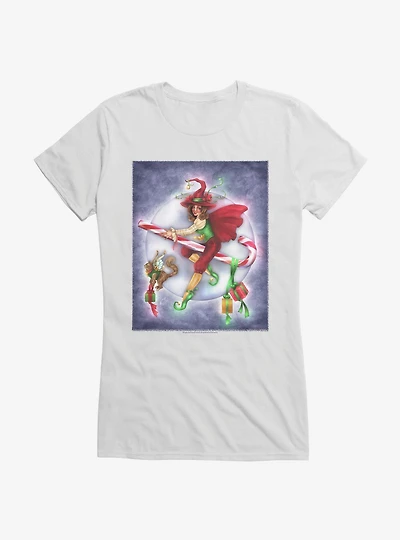Christmas Witch Girls T-Shirt by Brigid Ashwood