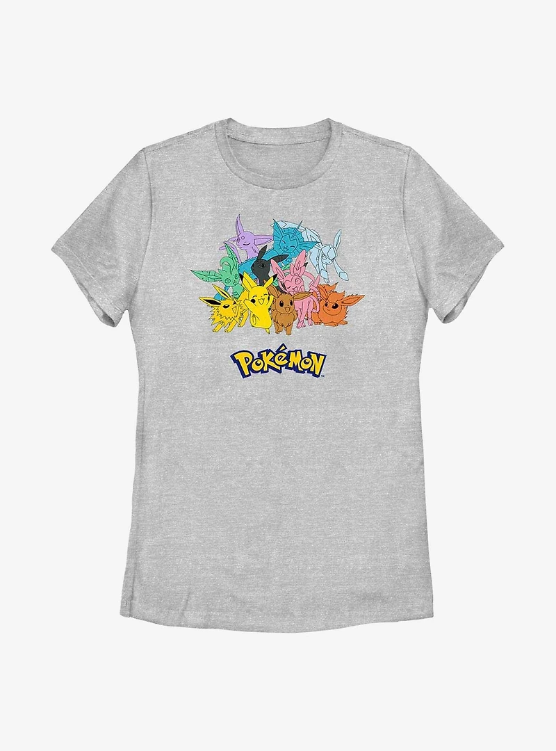 Pokemon Pikachu With Eeveelutions Womens T-Shirt