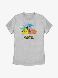Pokemon Pikachu With Eeveelutions Womens T-Shirt