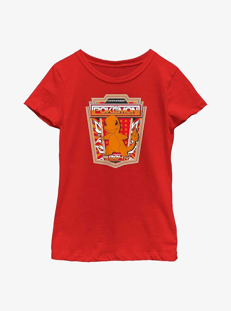 Pokemon Charmander Badge Youth Girls T-Shirt