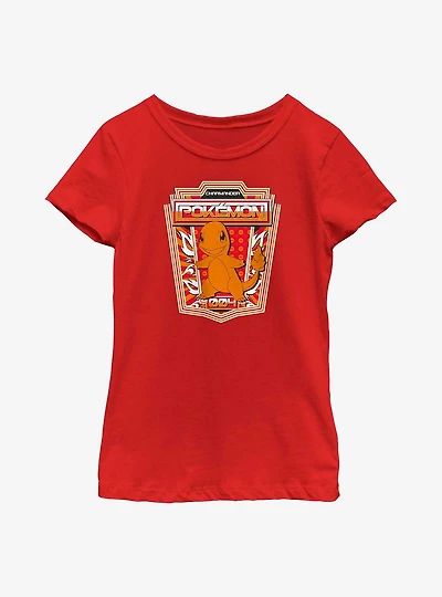 Pokemon Charmander Badge Youth Girls T-Shirt