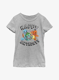 Pokemon Happy Birthday Starter Party Youth Girls T-Shirt