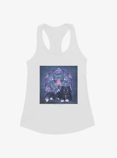 Celtic Black Fluffy Cat Girls Tank by Brigid Ashwood