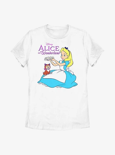 Disney Alice Wonderland Dinah Flower Crown Womens T-Shirt