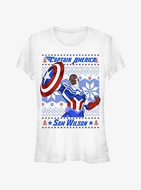 Marvel Captain America Sam Wilson Ugly Christmas Girls T-Shirt