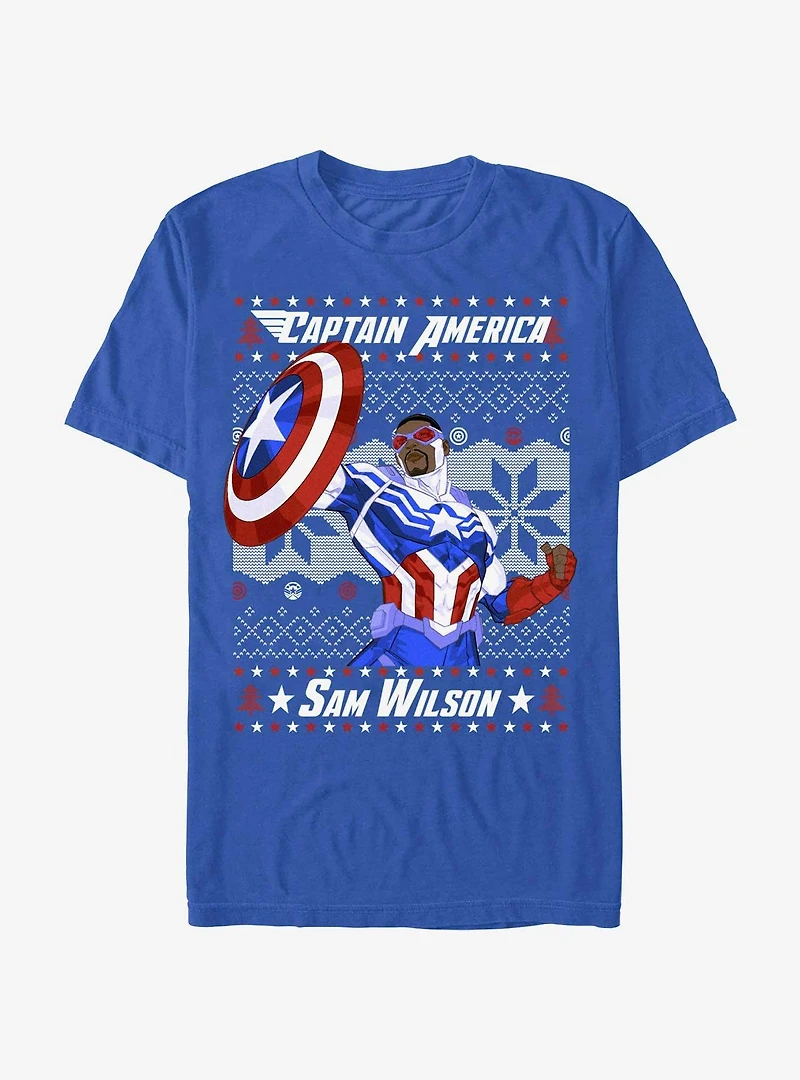 Marvel Captain America Sam Wilson Ugly Christmas T-Shirt