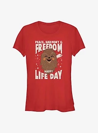 Star Wars Chewie Happy Life Day Girls T-Shirt