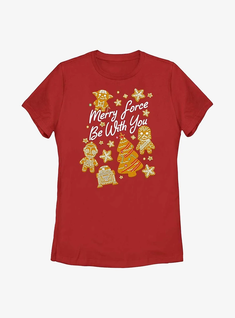 Star Wars Merry Force Be With You Cookies Womens T-Shirt