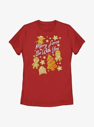 Star Wars Merry Force Be With You Cookies Womens T-Shirt
