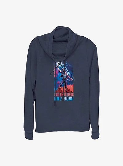 Marvel Thor: Love and Thunder Ends Here Now Cowl Neck Long-Sleeve Top