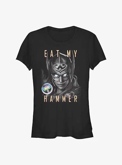 Marvel Thor: Love and Thunder Eat My Hammer Dr. Jane Foster Portrait Girls T-Shirt