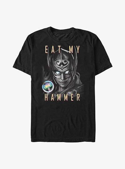 Marvel Thor: Love and Thunder Eat My Hammer Dr. Jane Foster Portrait T-Shirt