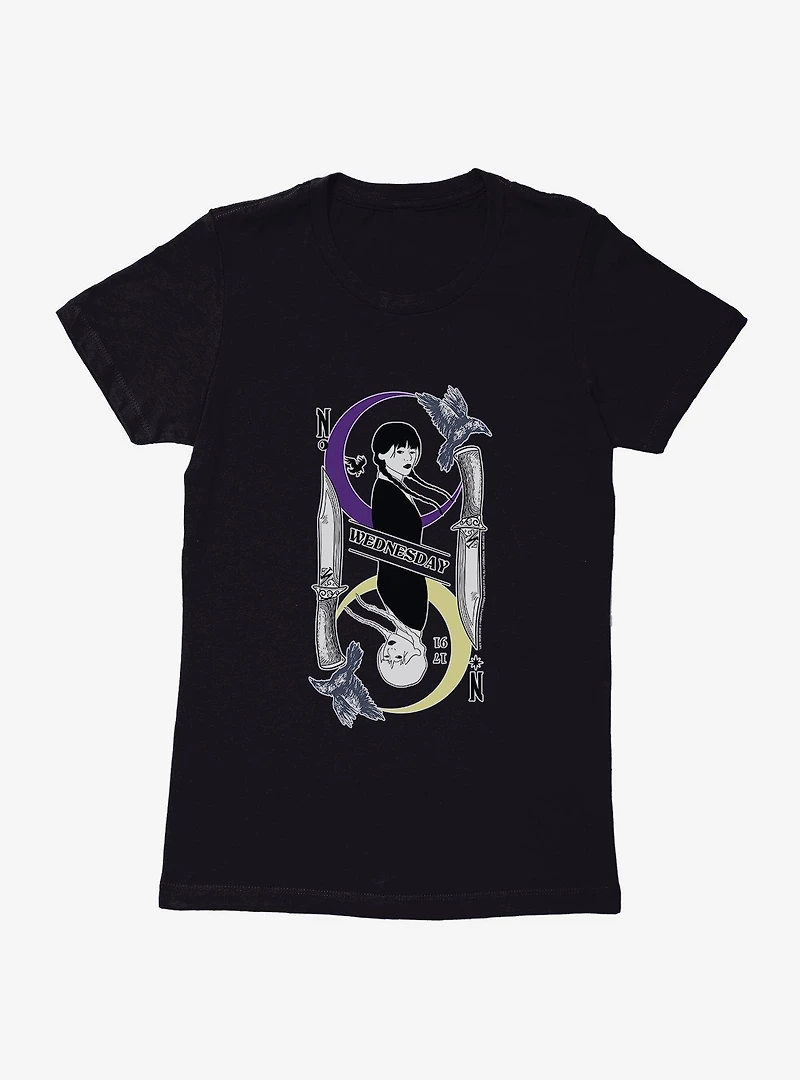Wednesday Moon And Stars Doppleganger Card Womens T-Shirt