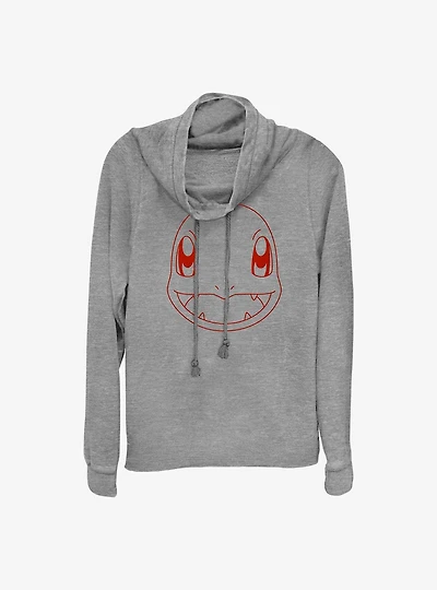 Pokemon Charmander Outline Cowl Neck Long-Sleeve Top