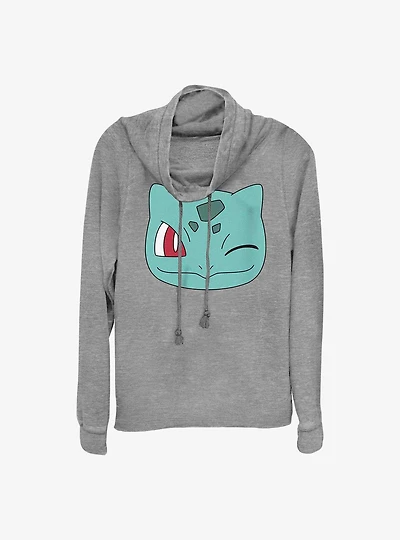 Pokemon Bulbasaur Face Cowl Neck Long-Sleeve Top