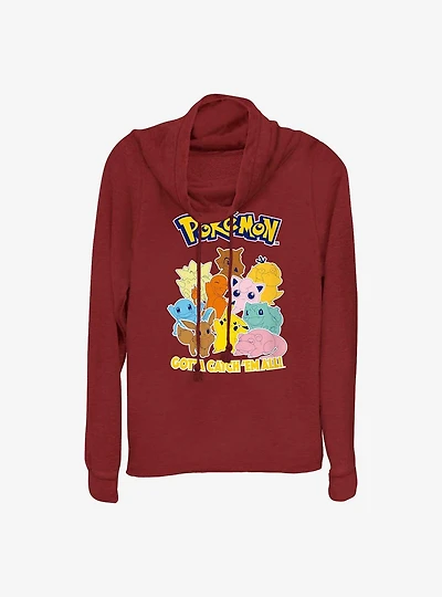 Pokemon Catch 'Em All Cowl Neck Long-Sleeve Top