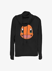 Pokemon Charmander Face Cowl Neck Long-Sleeve Top