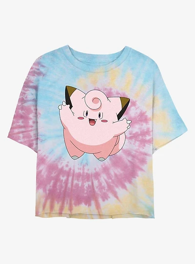 Pokemon Clefairy Tie-Dye Girls Crop T-Shirt